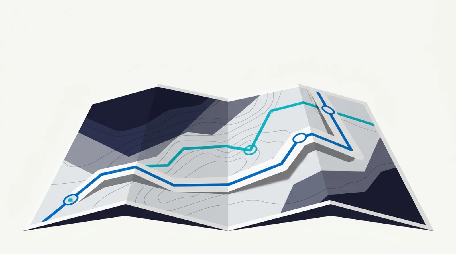 Editorial illustration of AI opportunities across an organisation resolving into a sequenced, costed roadmap.