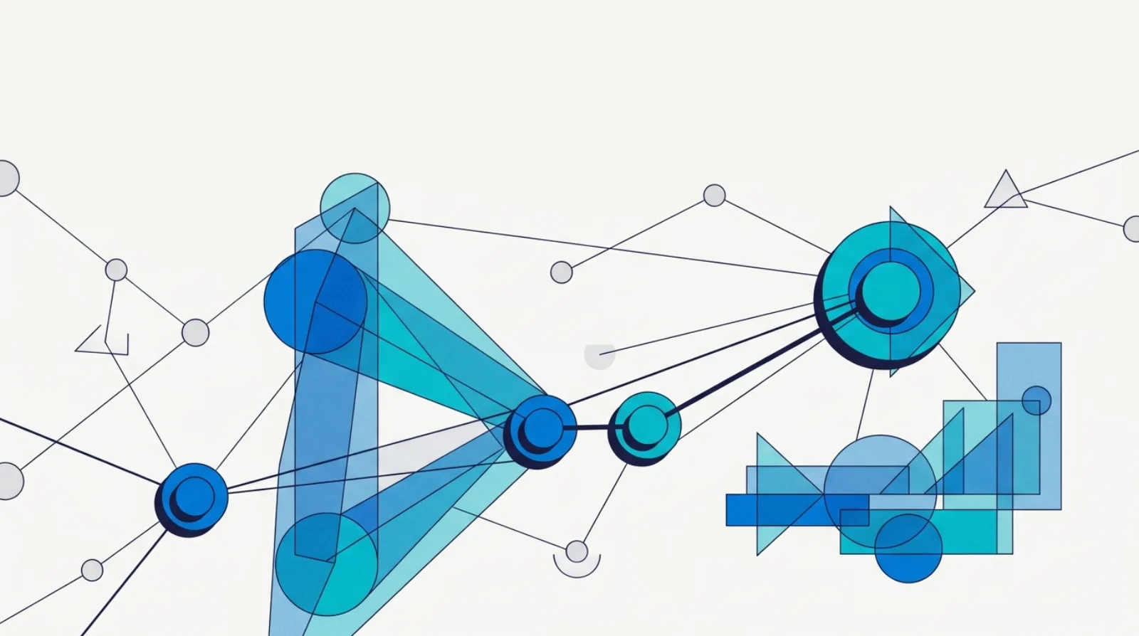 Editorial illustration of a sparse network of leads and deals, most muted, a few scored and highlighted as high-value opportunities feeding a revenue workflow.